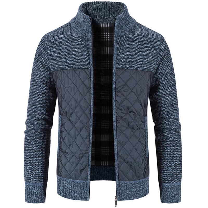 Herren Winterjacke aus dicker Baumwolle, große Größe, langärmelig, mit Reißverschluss, Strickjacke, Stehkragen, lässiger Pullover 4XL von Joom DACH