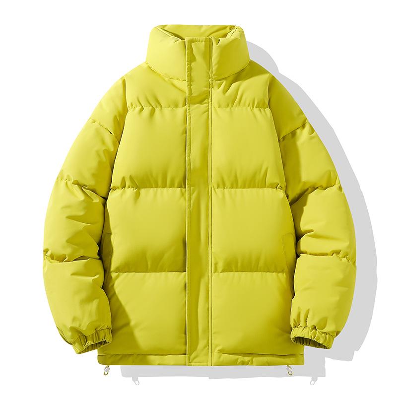Herren-Winterjacke mit Stehkragen und lockerer Passform – koreanischer Stil, einfarbig, warmer Baumwollmantel für Paare Medium fluoreszierende grün von Joom DACH