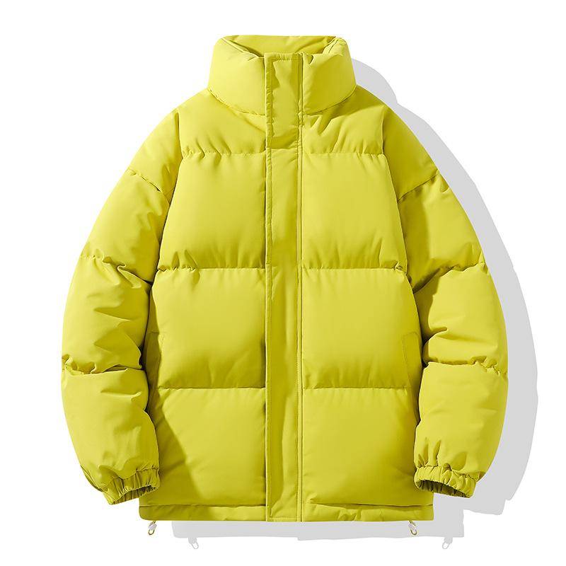 Herren-Winterjacke mit Stehkragen und lockerer Passform – koreanischer Stil, einfarbig, warmer Baumwollmantel für Paare Medium fluoreszierende grün von Joom DACH