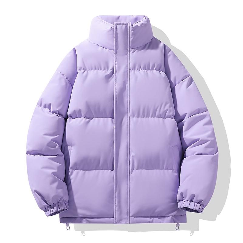 Herren-Winterjacke mit Stehkragen und lockerer Passform – koreanischer Stil, einfarbig, warmer Baumwollmantel für Paare Triple Extra Large licht lila von Joom DACH