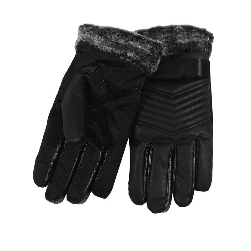 Herren Wintersport Warme Lederhandschuhe Kaltes Wetter Plus Samt Verdickte Gefütterte Handschuhe Otudoor Casual Reiten Skihandschuhe One Size schwarz von Joom DACH