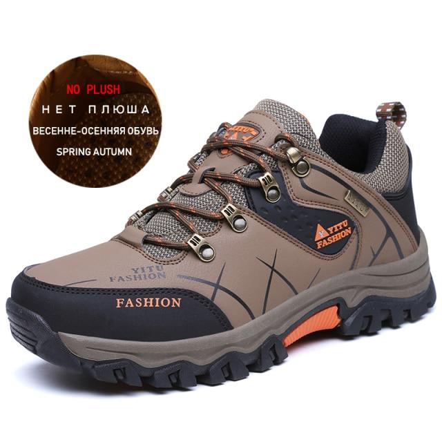 Herren Winterstiefel Herren Schneestiefel Winter Warm Leder Wasserdicht Herren Sneakers Outdoor Atmungsaktive Wanderstiefel Arbeitsschuhe 42 braun von Joom DACH