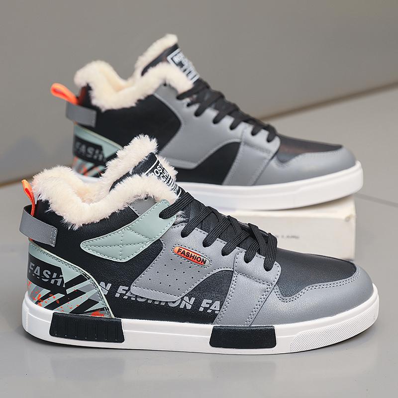 Herren Winterstiefel Schnee Futter Verdickt Retro Rutschfest Warm Dicke Sohle Sneaker 44 grau von Joom DACH