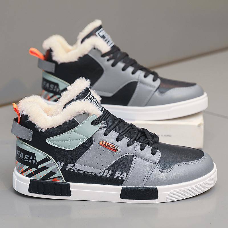 Herren Winterstiefel Schnee Futter Verdickt Retro Rutschfest Warm Dicke Sohle Sneaker 44 grau von Joom DACH