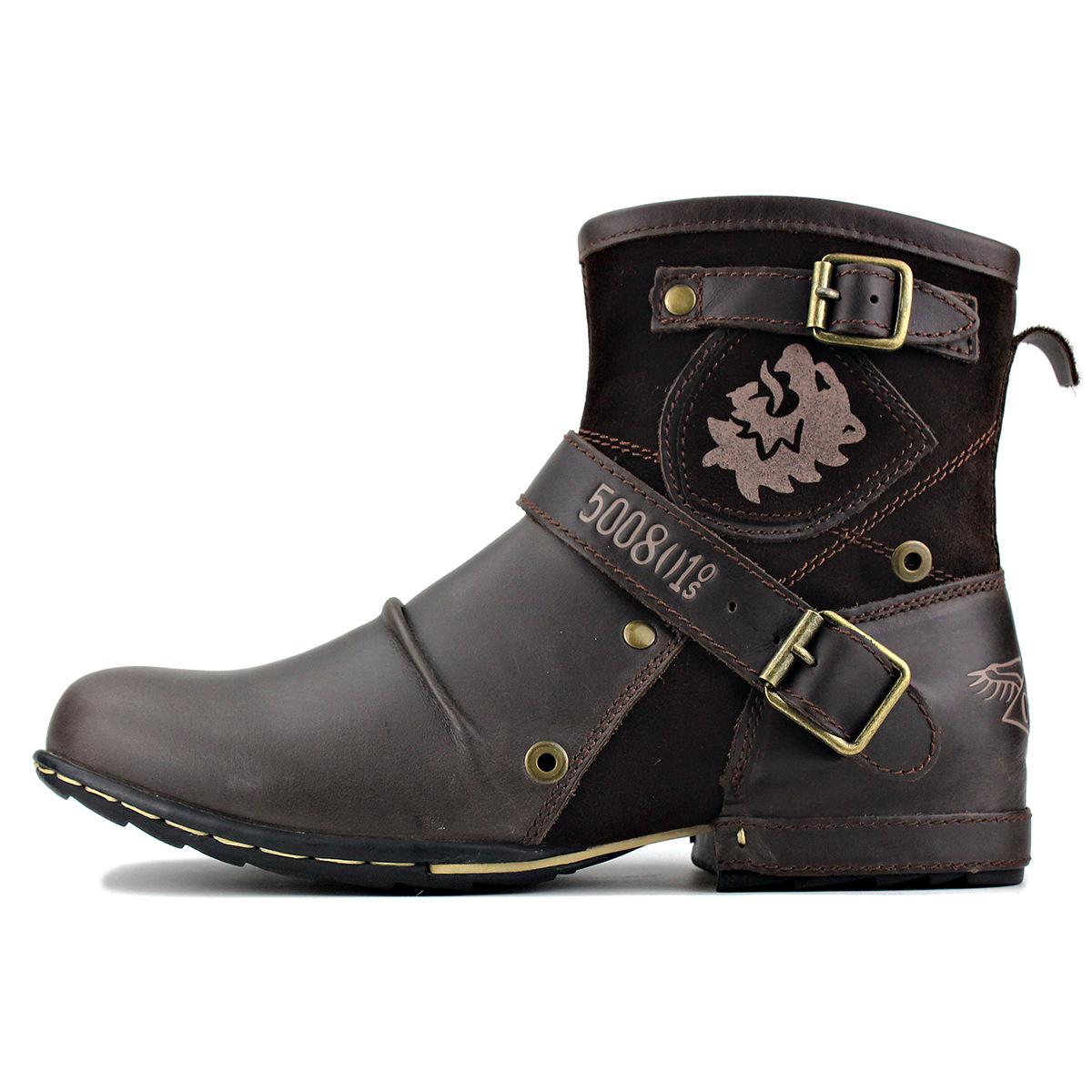 Herren-Winterstiefel aus Leder, Winter-Chelsea-Stiefel für Herren, Gummi-Stiefeletten, Größe 39–47 42 dunkelbraune von Joom DACH