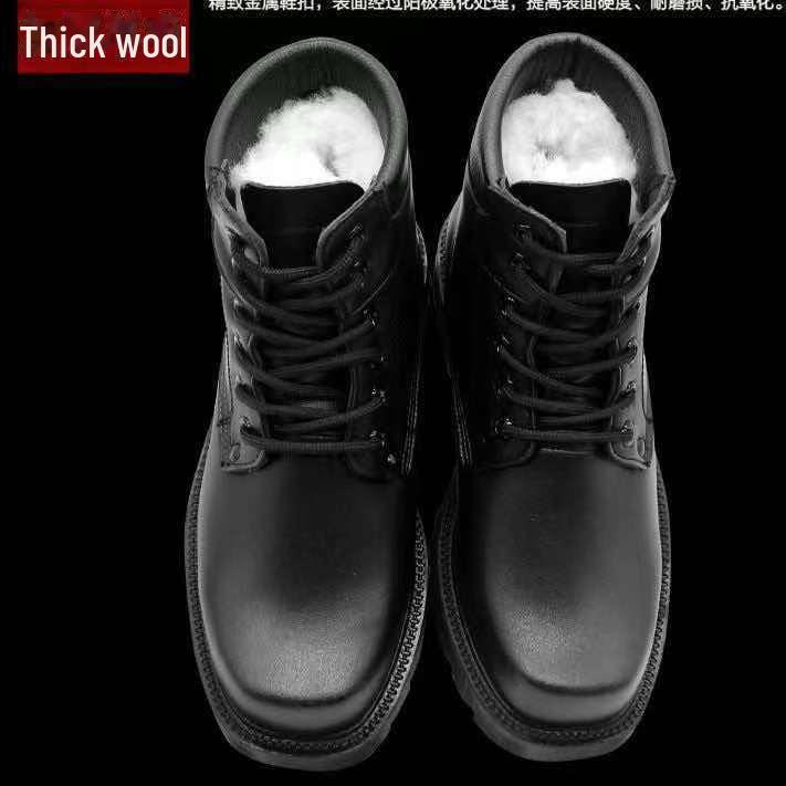 Herren Winterstiefel aus echtem Leder - Rutschfest, verdicktes Rindsleder und Wolle für Kälteschutz 43 von Joom DACH