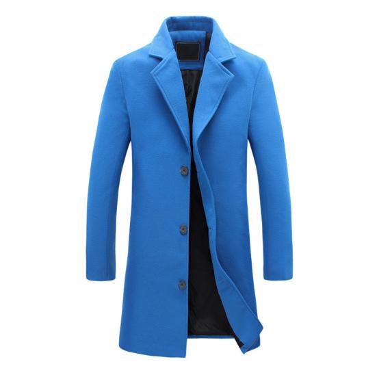 Herren Wollmantel Kerb Revers Langarm Einreihige Jacke Einfarbig Winddicht Business Casual Mantel M königsblau von Joom DACH