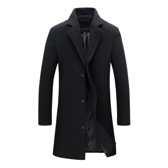 Herren Wollmantel Kerb Revers Langarm Einreihige Jacke Einfarbig Winddicht Business Casual Mantel M schwarz von Joom DACH
