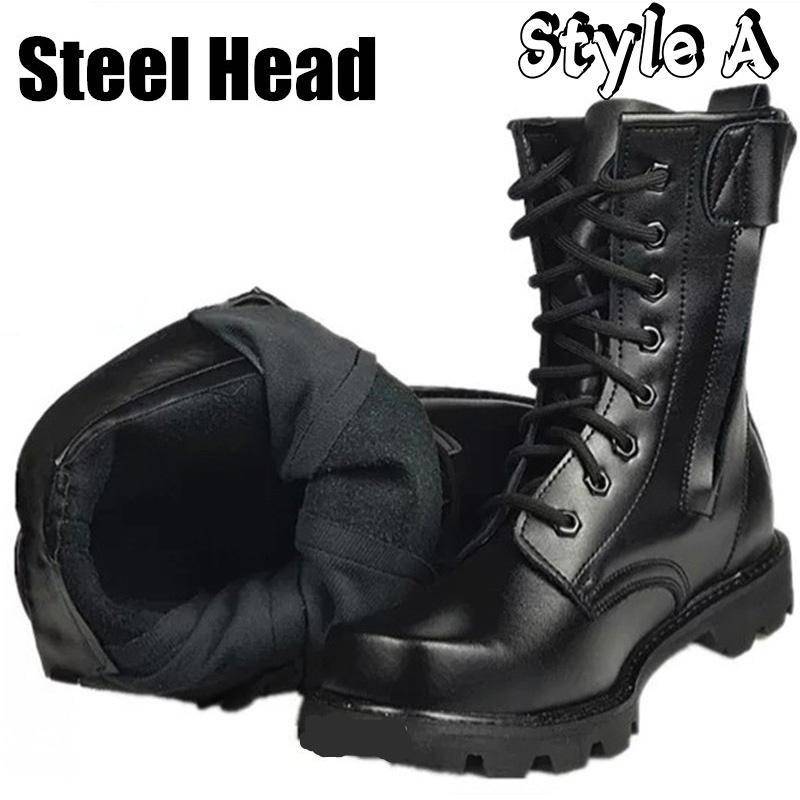 Herren Wollstiefeletten Sicherheitsstiefel mit Stahlkappe für Herren Winterstiefel High-Top-Schneestiefel Baumwollstiefel Style A-EU45 schwarz von Joom DACH