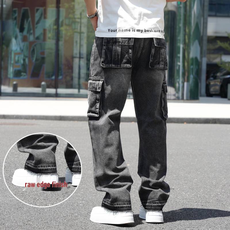 Herren-Workwear-Jeans im amerikanischen Stil mit mehreren Taschen und weitem Bein, große Größe 34 von Joom DACH