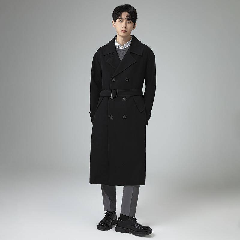 Herren Zweireihiger Trenchcoat Übergroße Casual Windjacke Revers Langer Mantel Herbst Winter M schwarz von Joom DACH