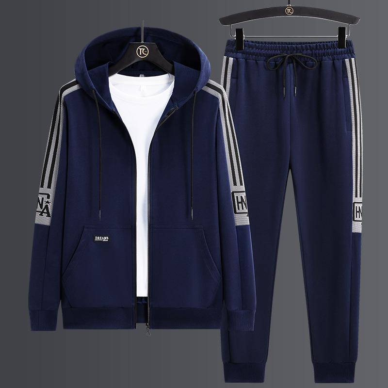 Herren Zweiteiler, Sportliche Lange Hose, Herren Lockerer Cardigan, Lässiger Hoodie XXXXL navy blau von Joom DACH
