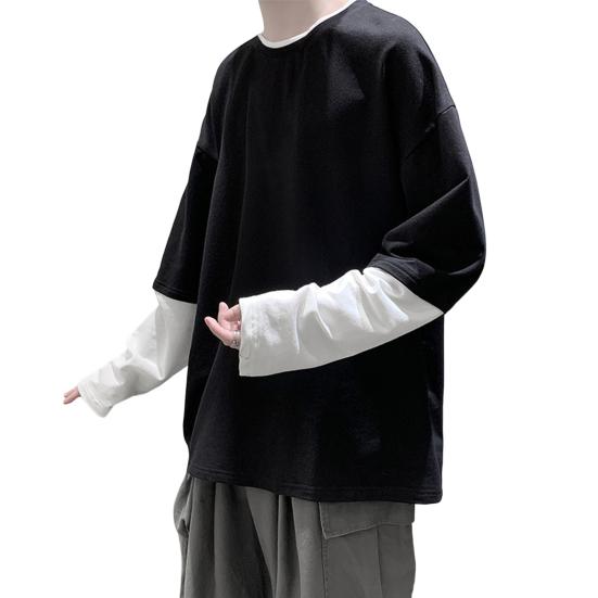 Herren einlagiges lässiges Oberteil Colorblock Rundhals Übergröße Langarm Locker Sports Tops S von Joom DACH