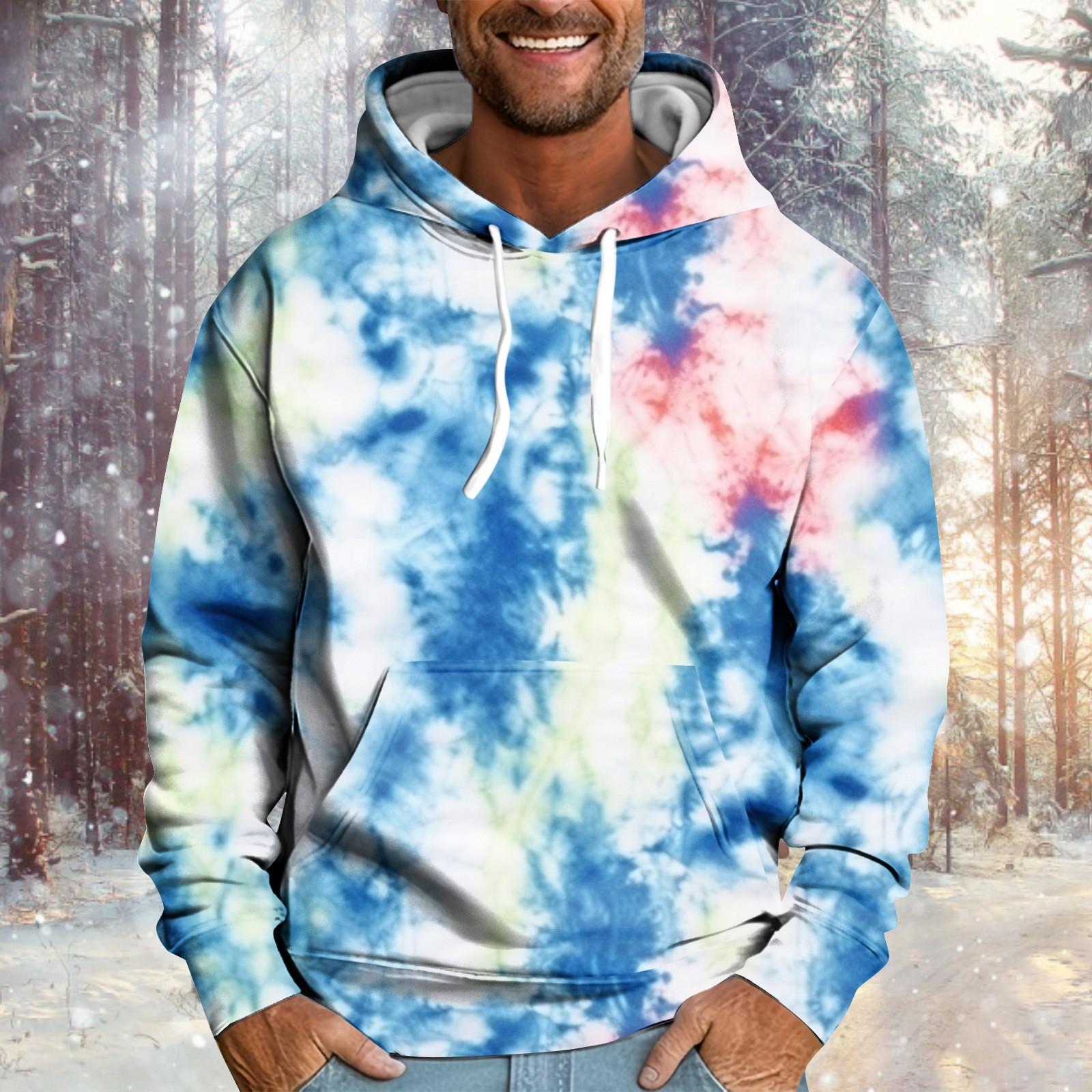 Herren und Damen Batik-Langarm-Kapuzenpullover aus Plüsch mit warmem Mantel XXXXL von Joom DACH