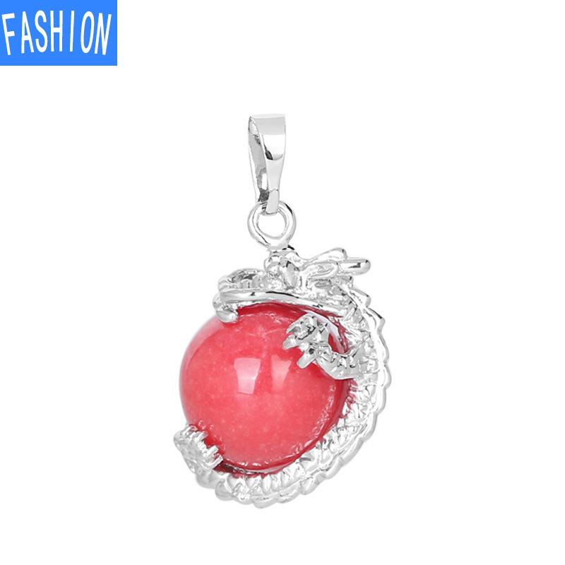 Herren- und Damen-Chinesischer Wind-Drachen-Perlen-Totem-Halskette, Amethyst-Anhänger, 3D-Drache, gewundener Naturstein-Perlenschmuck red jade von Joom DACH