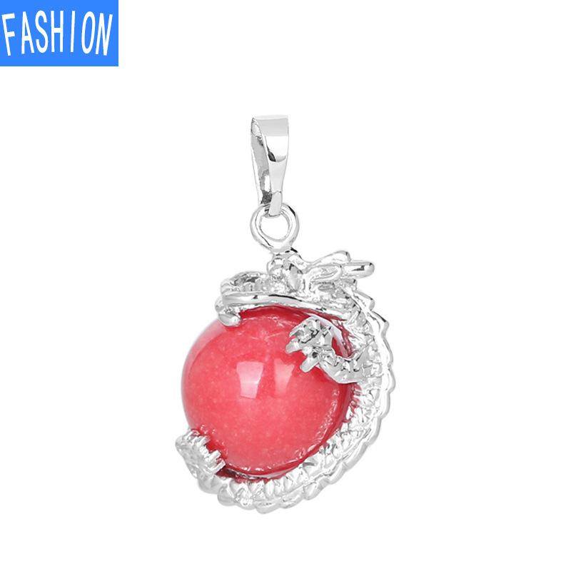 Herren- und Damen-Chinesischer Wind-Drachen-Perlen-Totem-Halskette, Amethyst-Anhänger, 3D-Drache, gewundener Naturstein-Perlenschmuck red jade von Joom DACH