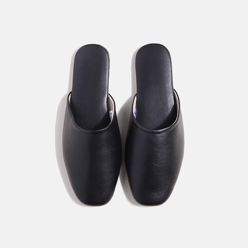 Herren- und Damen-Lammfell-Hausschuhe - Atmungsaktives Leder für Zuhause Men's L (42-43) schwarz von Joom DACH