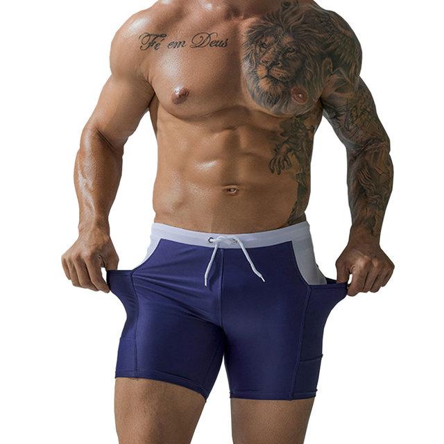 Herren wasserdichter, schnell trocknender Shorts-Badeanzug mit Taschen, Surfhose, Badeanzug, Strand, Pool L navy blau von Joom DACH