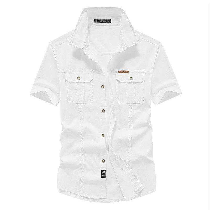 Herrenhemd aus 100 % Baumwolle, einfarbig, mehrere Taschen, hochwertige Cargo-Hemden, modische, lässige Outdoor-Kurzarmhemden für Männer, neue Übergröße M-8XL 8XL weiß von Joom DACH