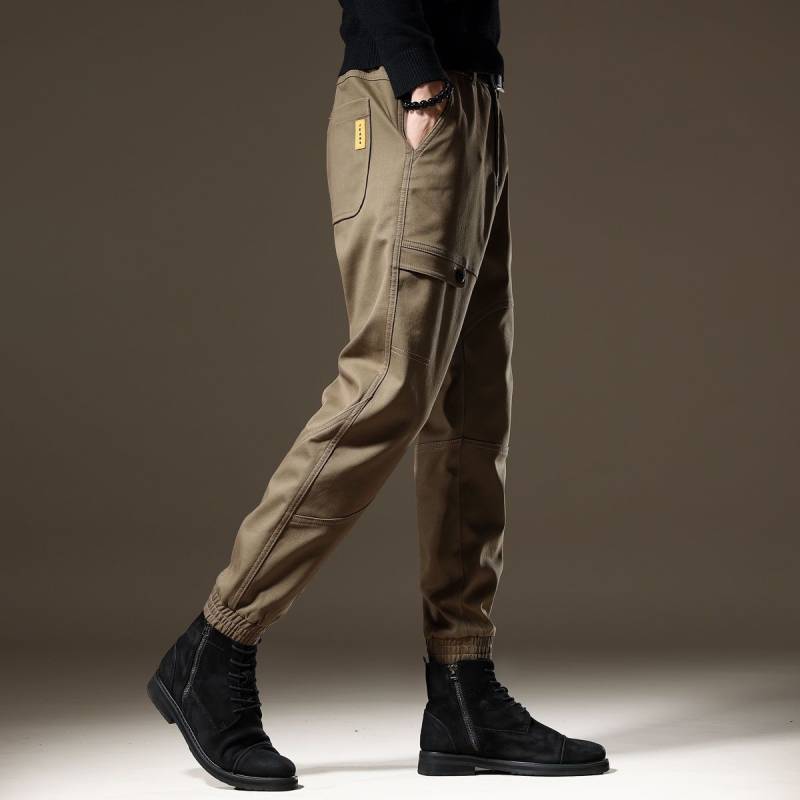 Herrenhose Overalls Herren Trendy Markenhose Ins Knöchellänge Lockere funktionelle Haremshose Jugend Freizeithose Herrenmode 5XL khaki von Joom DACH