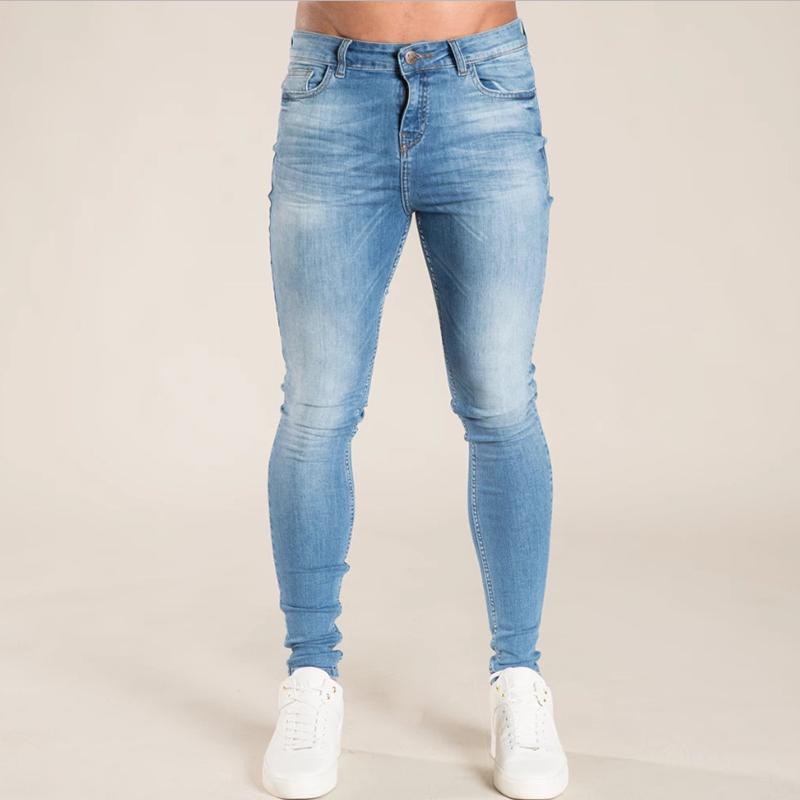 Herrenhose Retro Washed Zipper Stretch Jeans Lässige Slim Fit Hose Herren Bleistifthose Übergröße Denim Skinny Jeans für Männer S hellblaue von Joom DACH