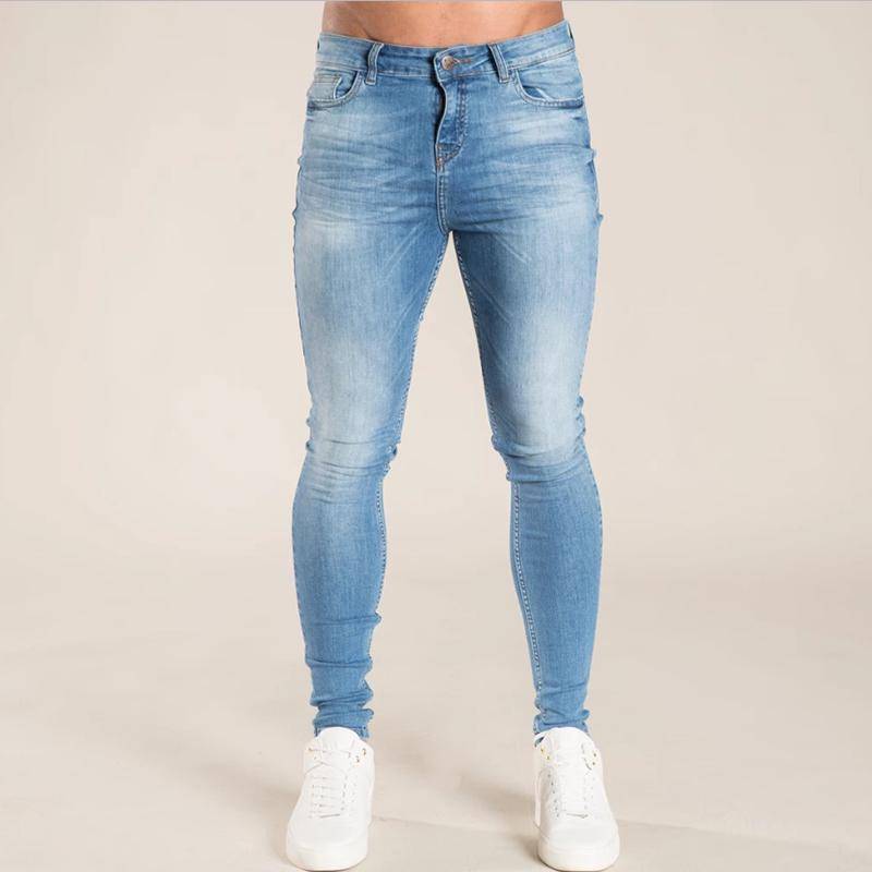 Herrenhose Retro Washed Zipper Stretch Jeans Lässige Slim Fit Hose Herren Bleistifthose Übergröße Denim Skinny Jeans für Männer S hellblaue von Joom DACH