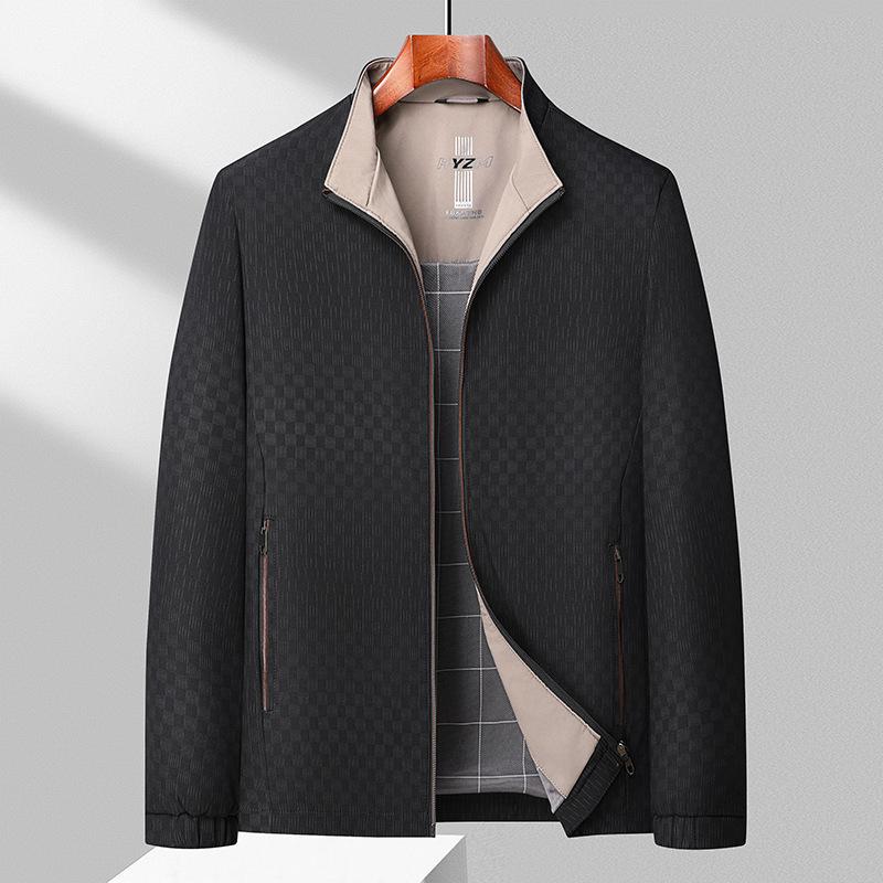 Herrenjacke mittleren Alters Frühling und Herbst Neu Stehkragen Dünn Lässig Alleskönner Business Casual Karojacke Oberteile für Herren 4XL von Joom DACH