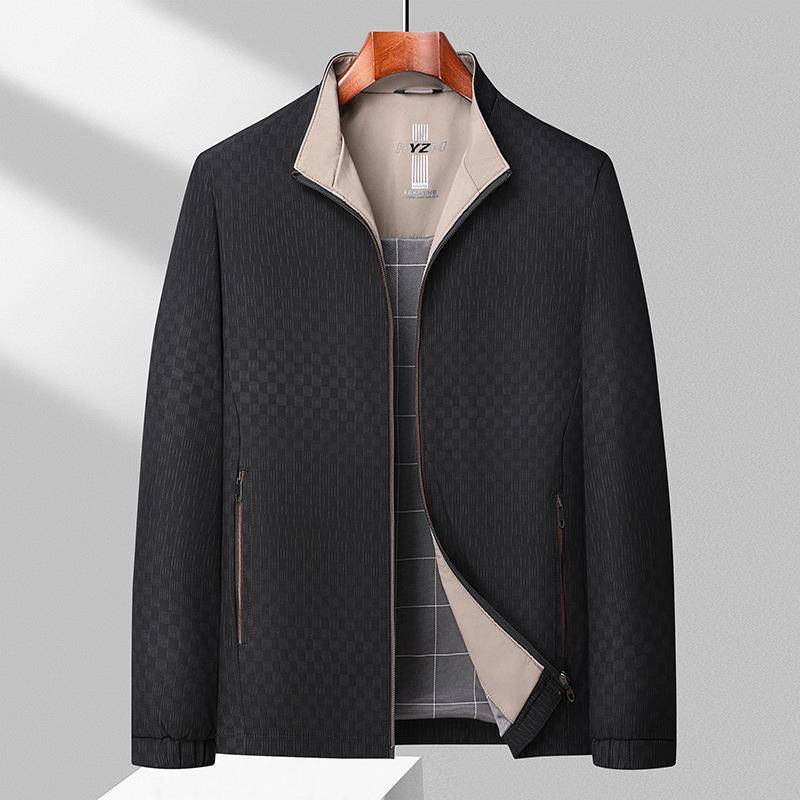 Herrenjacke mittleren Alters Frühling und Herbst Neu Stehkragen Dünn Lässig Alleskönner Business Casual Karojacke Oberteile für Herren 4XL von Joom DACH