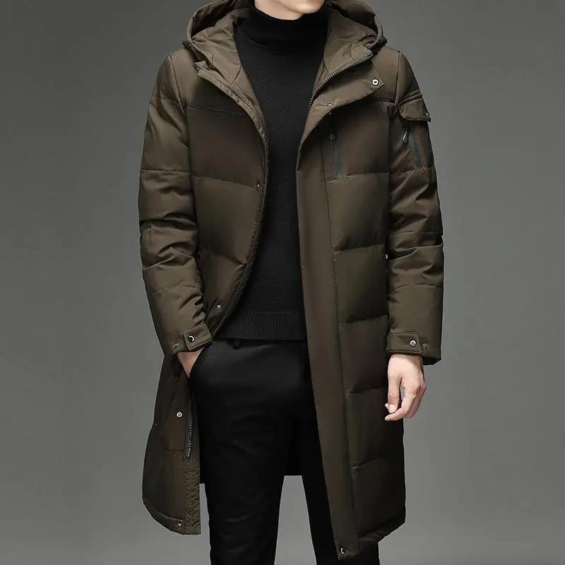 Herrenmode Daunenjacken mit Kapuze Herren Winter Dicke warme wasserdichte Parka Mantel Daunenjacken Langer Parka 5XL XL kaffeebraun von Joom DACH