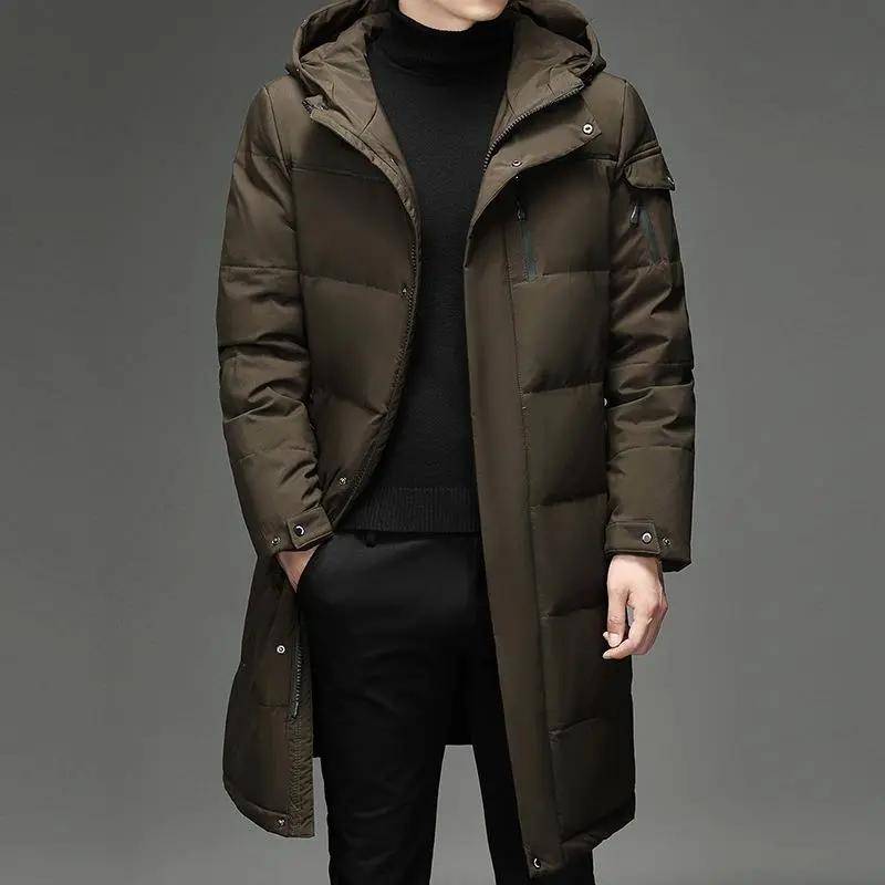 Herrenmode Daunenjacken mit Kapuze Herren Winter Dicke warme wasserdichte Parka Mantel Daunenjacken Langer Parka 5XL XL kaffeebraun von Joom DACH