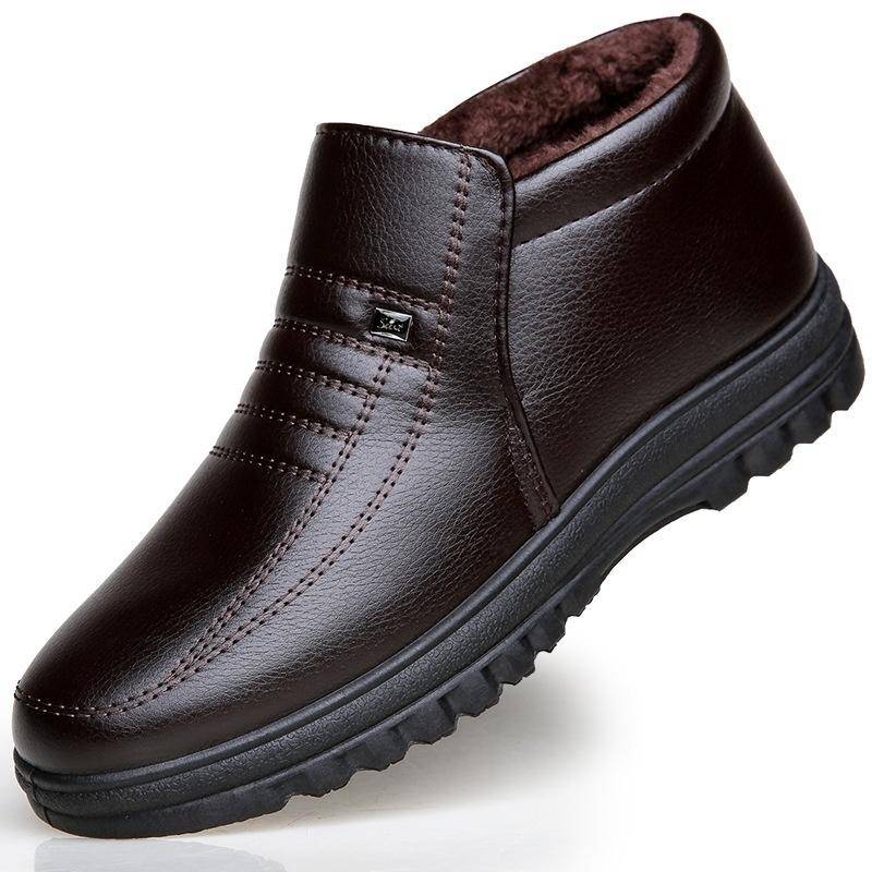 Herrenmode Freizeitschuhe Wasserdichte Winterschuhe Schneeschuhe Flache Schuhe Halten Sie warme Stiefel Herren Lederschuhe 43 braun von Joom DACH