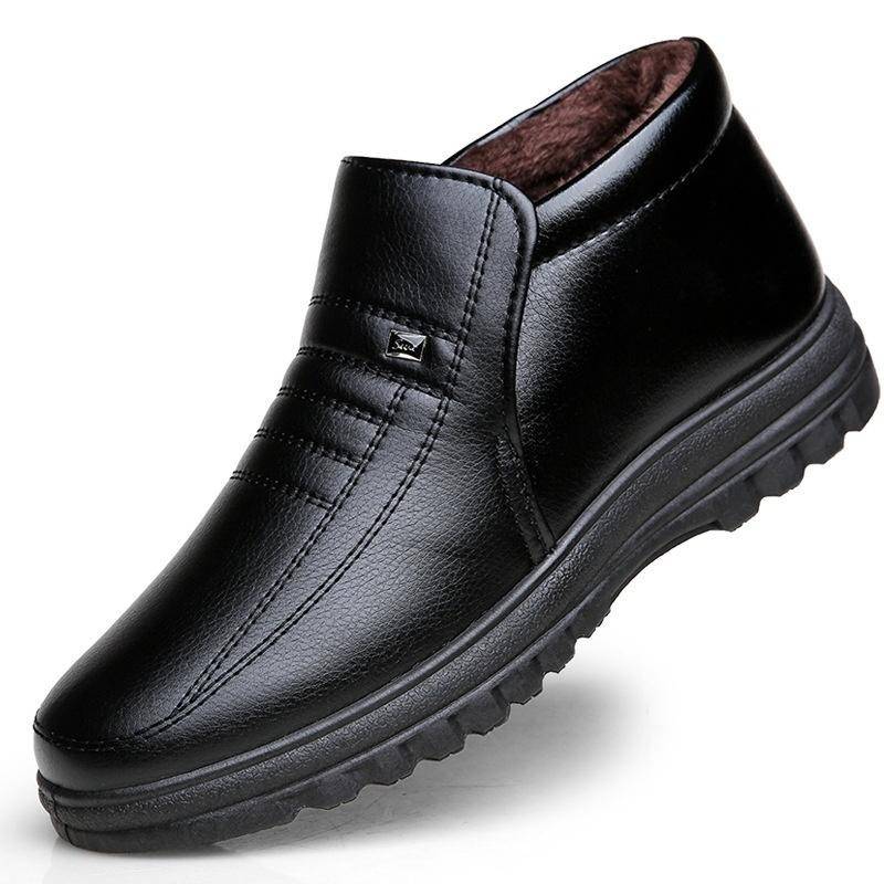Herrenmode Freizeitschuhe Wasserdichte Winterschuhe Schneeschuhe Flache Schuhe Halten Sie warme Stiefel Herren Lederschuhe 44 schwarz von Joom DACH