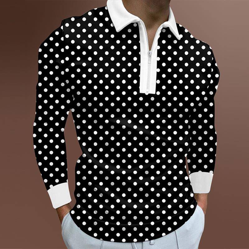 Herrenmode Frühling Herbst Polyester Poloshirt 3D Digitaldruck Casual Golf Poloshirt Tops 2XL von Joom DACH