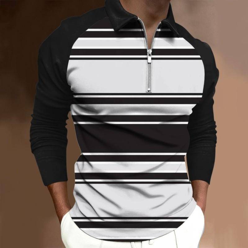 Herrenmode Frühling Herbst Polyester Poloshirt 3D Digitaldruck Casual Golf Poloshirt Tops 2XL von Joom DACH