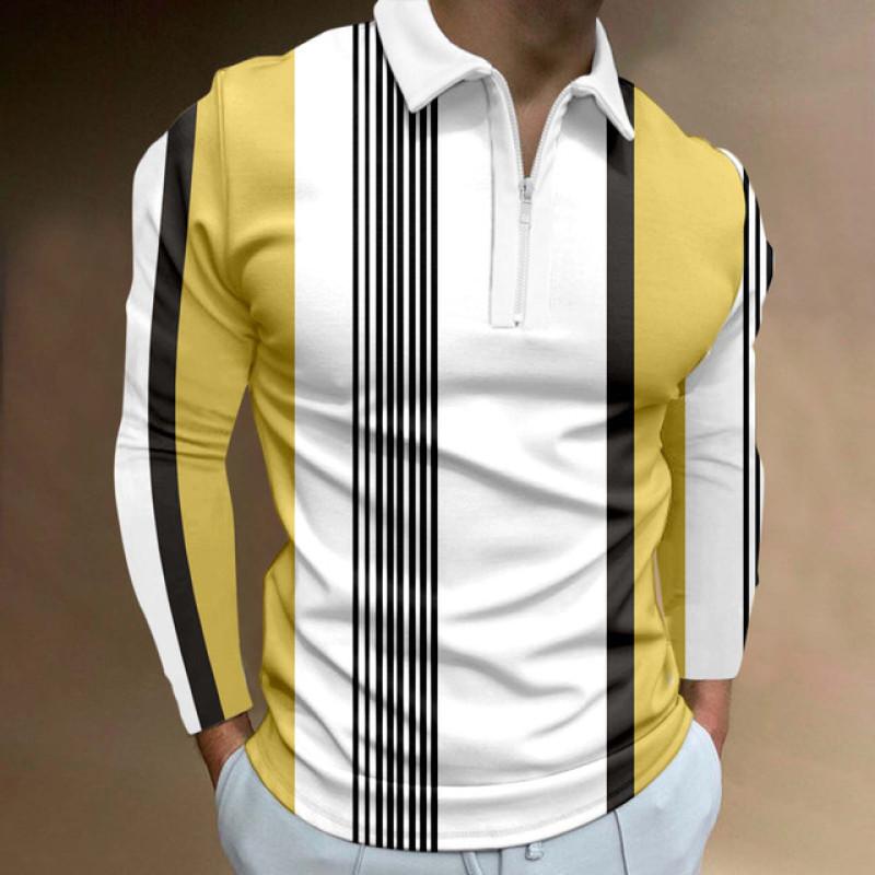 Herrenmode Frühling Herbst Polyester Poloshirt 3D Digitaldruck Casual Golf Poloshirt Tops 3XL von Joom DACH