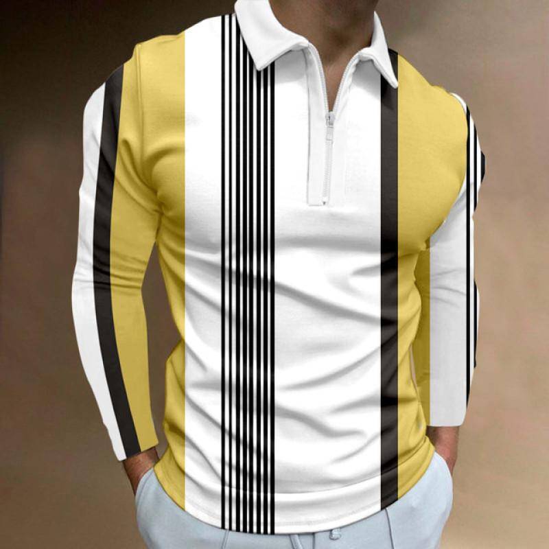 Herrenmode Frühling Herbst Polyester Poloshirt 3D Digitaldruck Casual Golf Poloshirt Tops 3XL von Joom DACH