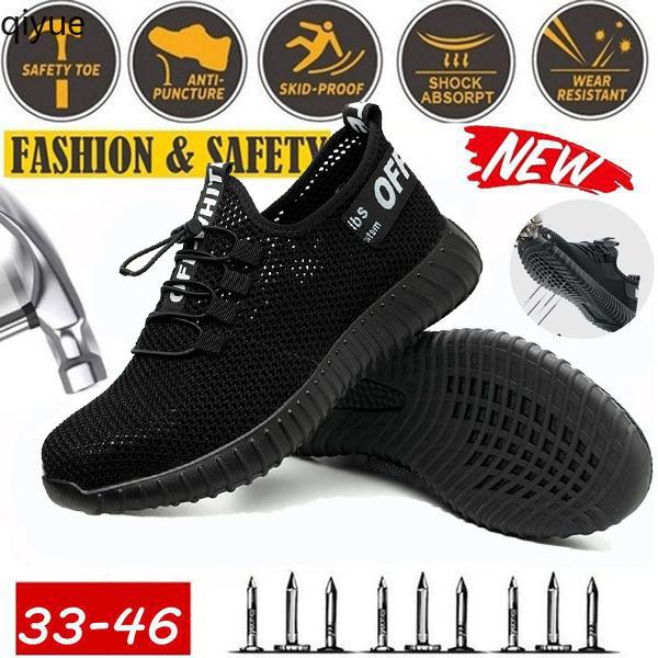 Herrenmode Stahlkappenschuhe Kevlarfaser Sicherheitsschuhe Atmungsaktive Anti-Smashing Anti-Piercing-Arbeitsschuhe für Männer 36 schwarz von Joom DACH