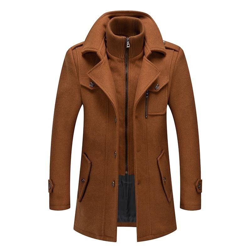 Herrenmode Warme Herbst- und Winterjacken Trench Herrenmantelmantel für Herren Doppelkragenmantel Jacken Wolljacken XL braun von Joom DACH