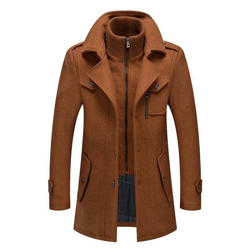 Herrenmode Warme Herbst- und Winterjacken Trench Herrenmantelmantel für Herren Doppelkragenmantel Jacken Wolljacken XL braun von Joom DACH
