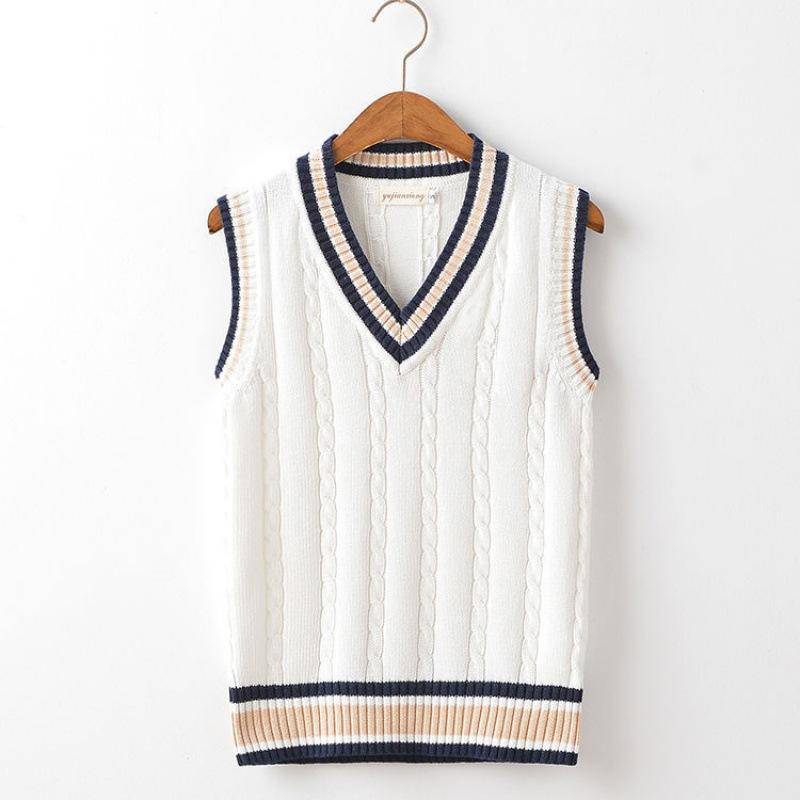 Herrenmode-Winterkleidung, dicke ärmellose Weste, ärmelloser Pullover, Baumwolle, College-Stil, Wolle, gestrickt, lockeres Stricken, grobe Weste, Pullover für Herren XL weiß von Joom DACH