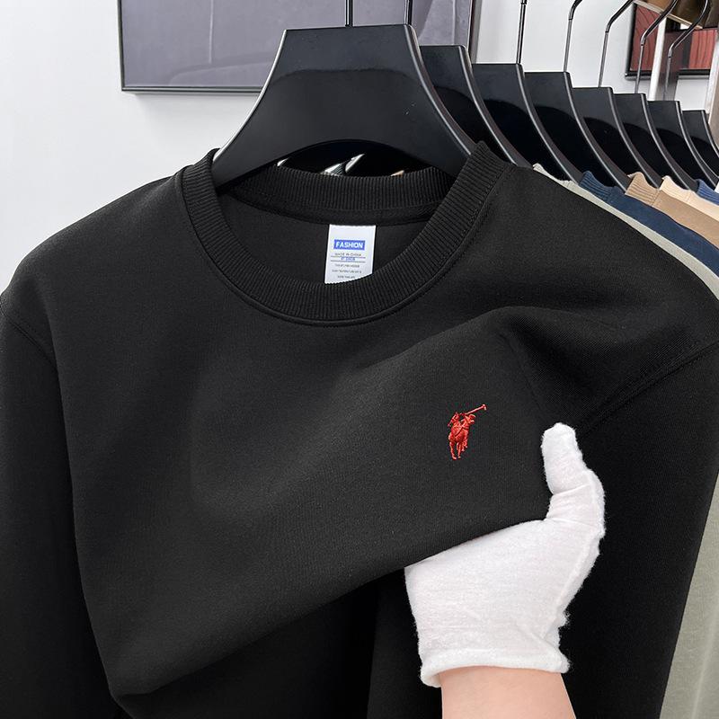 Herrenpullover Frühling und Herbst Lässig Vielseitig Langarm T-Shirt Herren Baumwollkleidung L schwarz von Joom DACH