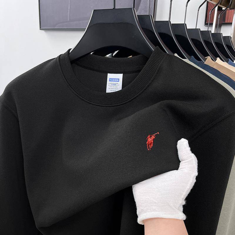 Herrenpullover Frühling und Herbst Lässig Vielseitig Langarm T-Shirt Herren Baumwollkleidung L schwarz von Joom DACH