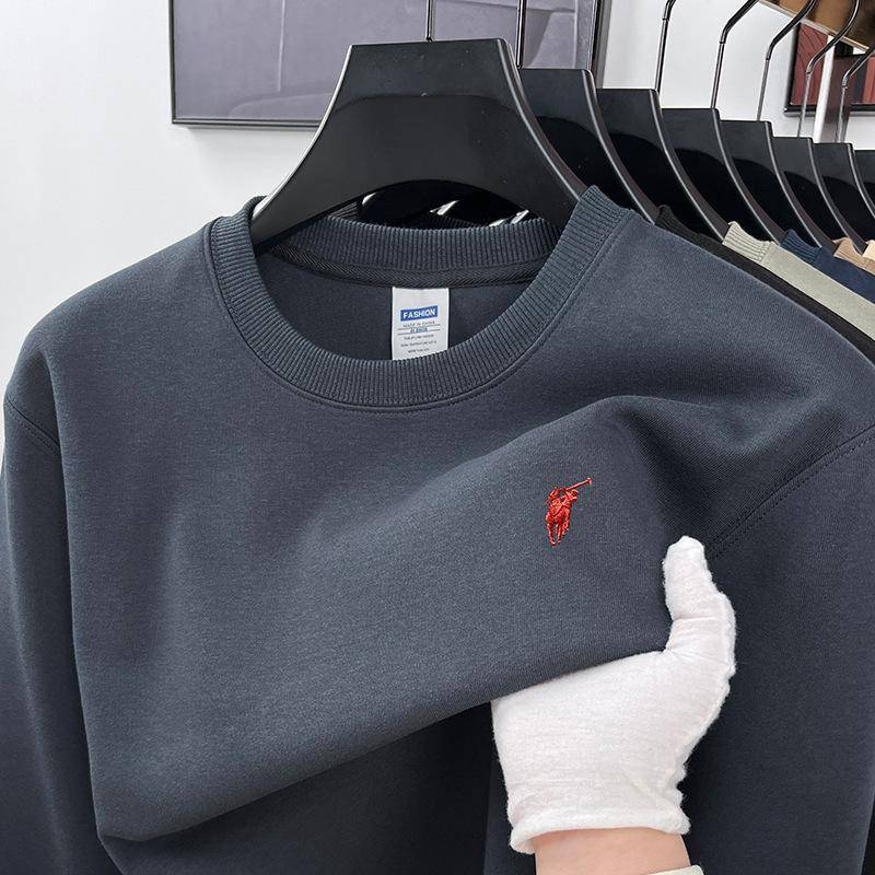 Herrenpullover Frühling und Herbst Lässig Vielseitig Langarm T-Shirt Herren Baumwollkleidung XXL dunkelgraue von Joom DACH