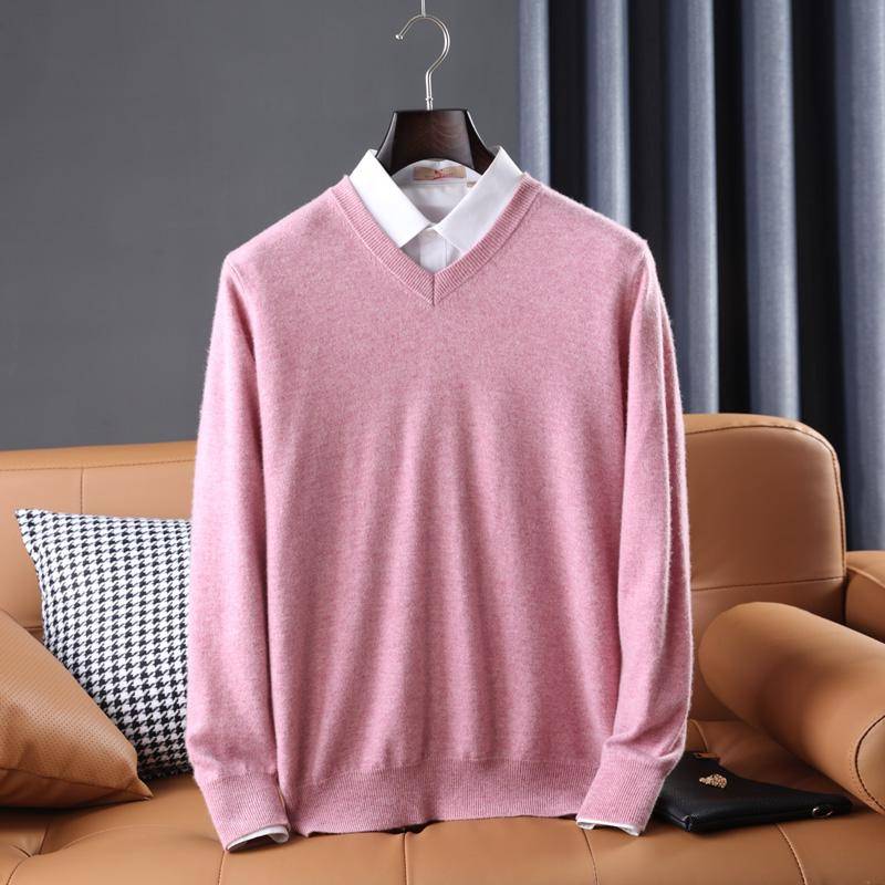Herrenpullover aus 100 % Wolle, Winterstrickpullover, Herbstpullover, Herren-Kaschmirpullover, Strickoberteil mit langen Ärmeln 3XL rosa Herrenpullover aus 100 % Wolle, Winterstrickpullover, Herbstpullover, Herren-Kaschmirpullover, Strickoberteil mit langen Ärmeln 3XL rosa von Joom DACH