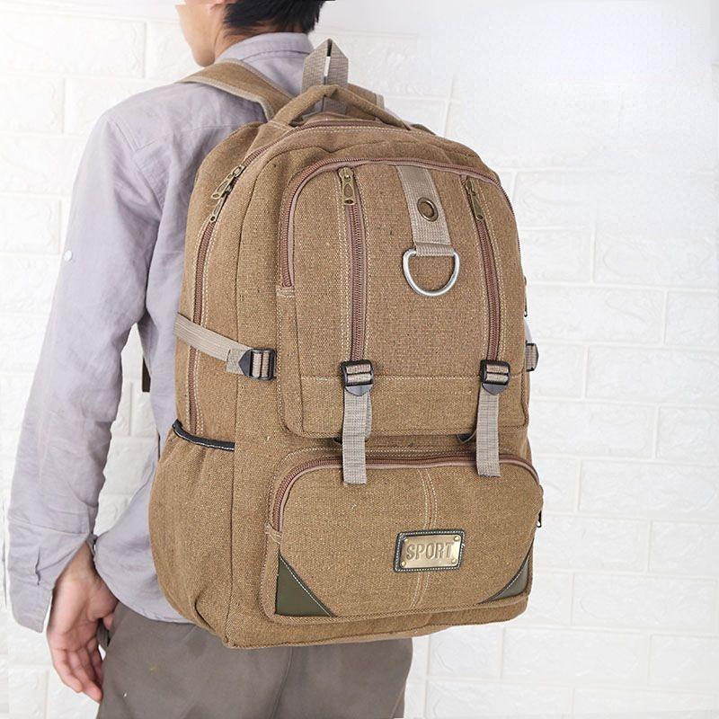 Herrenrucksack Erweiterung Canvas Rucksack Große Reisetasche Outdoor Rucksack Herren Sportgepäcktasche von Joom DACH
