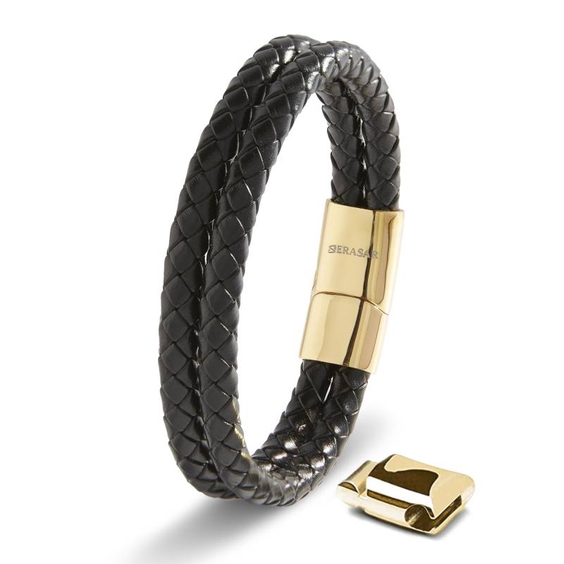 Herrenschmuck 23cm Gold Armband Herren Rindsleder Geflochtenes Wickelseil Mann Männer Männlich Junge Jungen Herren Band Schmuck Magnet Zubehör [SERASAR] Geschenkbox gold von Joom DACH