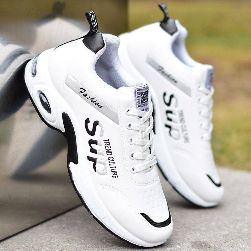 Herrenschuhe Leder Wasserdichte Sportschuhe Herren Neue Mode Student Laufschuhe Lässige kleine weiße Schuhe Herren 42 weiß von Joom DACH