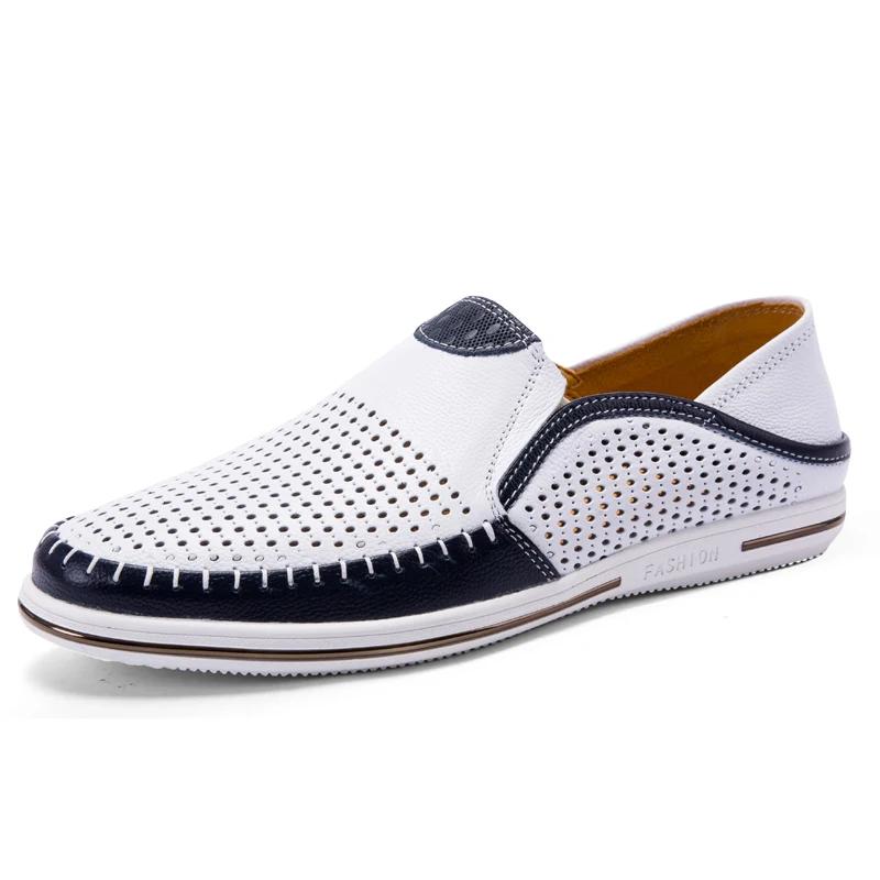 Herrenschuhe Mokassin Neu Hohe Qualität Sommer Ausgehöhlt Lässige Slipper Mode Klassische Fahrschuhe für Herren Zapatos Hombre 44 weiß von Joom DACH