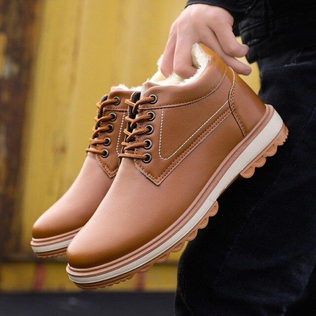 Herrenschuhe Neue Winterschuhe Freizeitschuhe Herren Sneaker Bequemes Fellfutter Winterstiefel Herren Stiefeletten Zapatillas Hombre 44 braun von Joom DACH