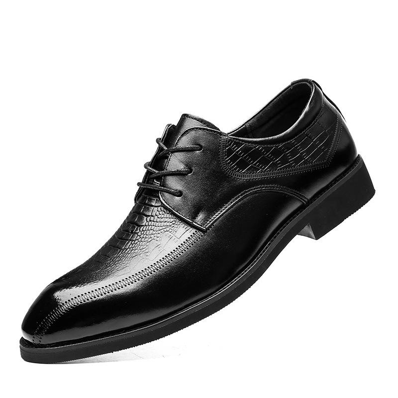 Herrenschuhe Oberste Schicht Rindsleder Geprägt Schnürung Handgefertigt Lederschuhe Herren Britisch Lässig Business Kleid Lederschuhe Herrenmode 41 schwarz von Joom DACH